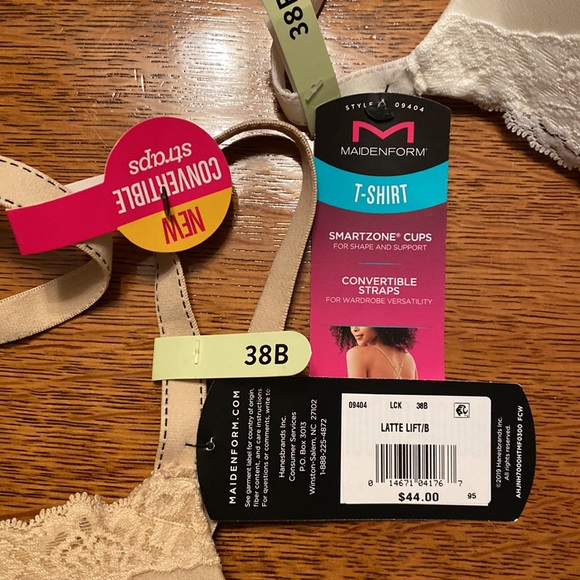 NWT! Maidenform 38 B T Shirt Bra Convertible Strap X Cross Underwire Lace Padded - Picture 12 of 12